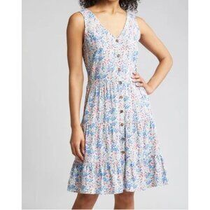 CASLON Women's Floral Button Down Sleeveless Dress XS